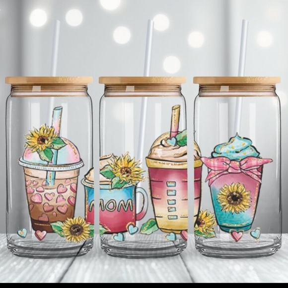 Aeliks Other - Mom Coffee Valentine and Sunflower Handmade Libbey Glass Cup